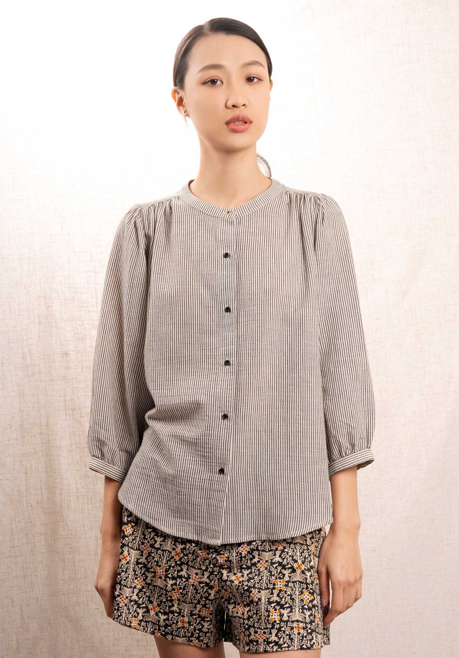 SESSUN Tops & Shirts | Blouse A View Cotton Whiblack