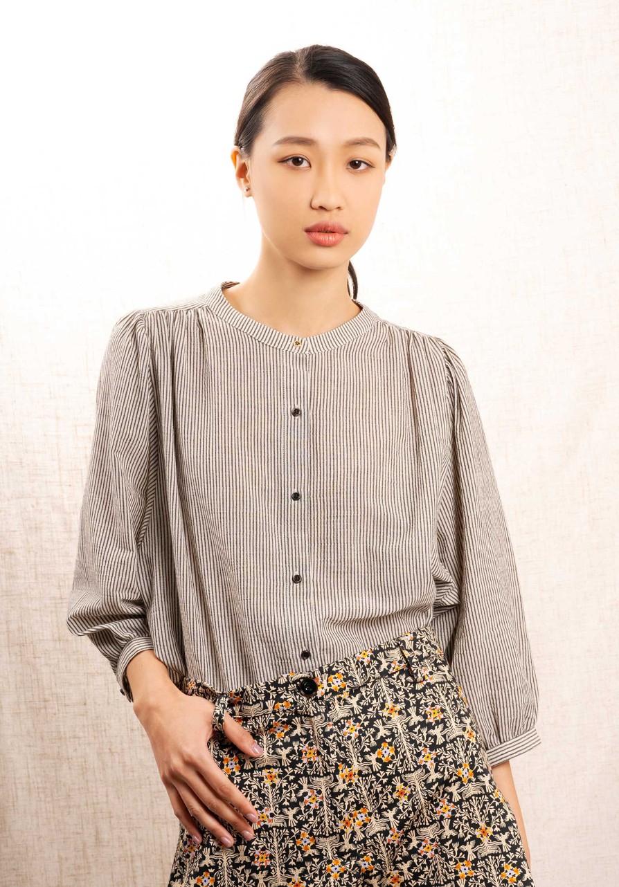 SESSUN Tops & Shirts | Blouse A View Cotton Whiblack