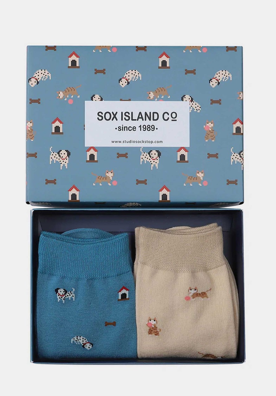 PLAYFUL SOCKS Gift Sets | Gift Set Dalmati Dalmatian Cat Blue-Beige