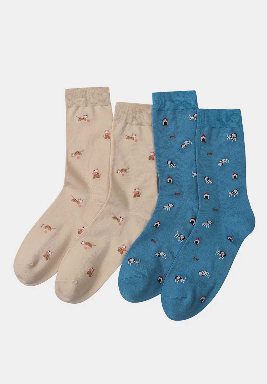 PLAYFUL SOCKS Gift Sets | Gift Set Dalmati Dalmatian Cat Blue-Beige