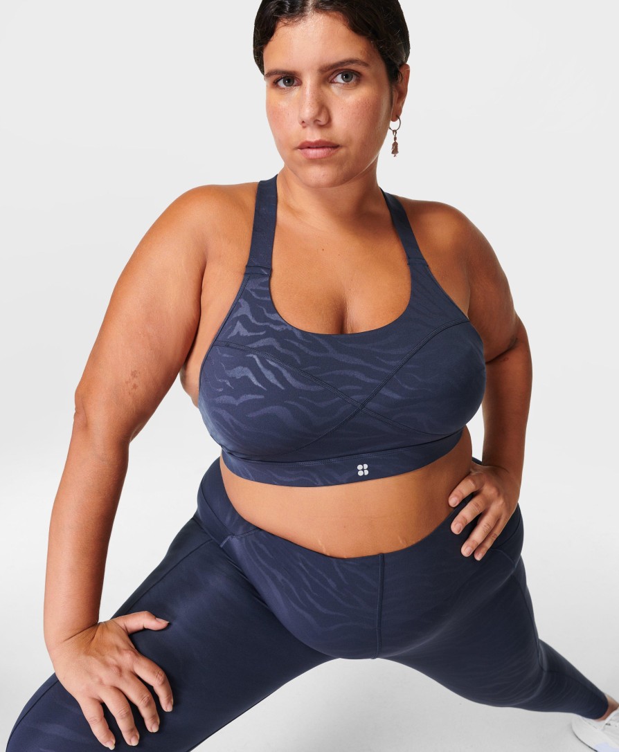 SWEATY BETTY Underwear | Power Medium Support Sports Br Sb8993Ae Blue-Tiger-Emboss-Pr