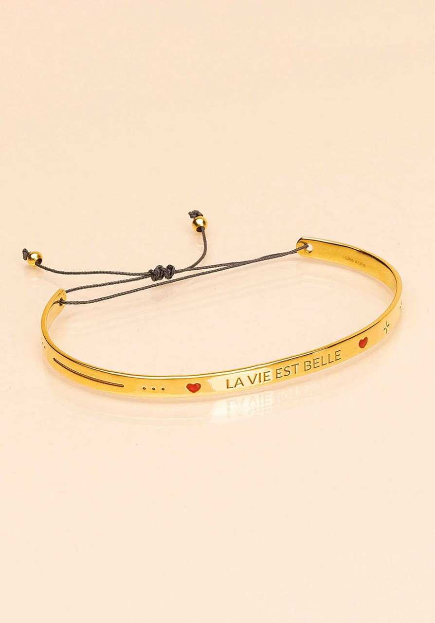 UNE A UNE All Jewelry | Bracelet Message 3Brtvb La-Vie-Est-Be