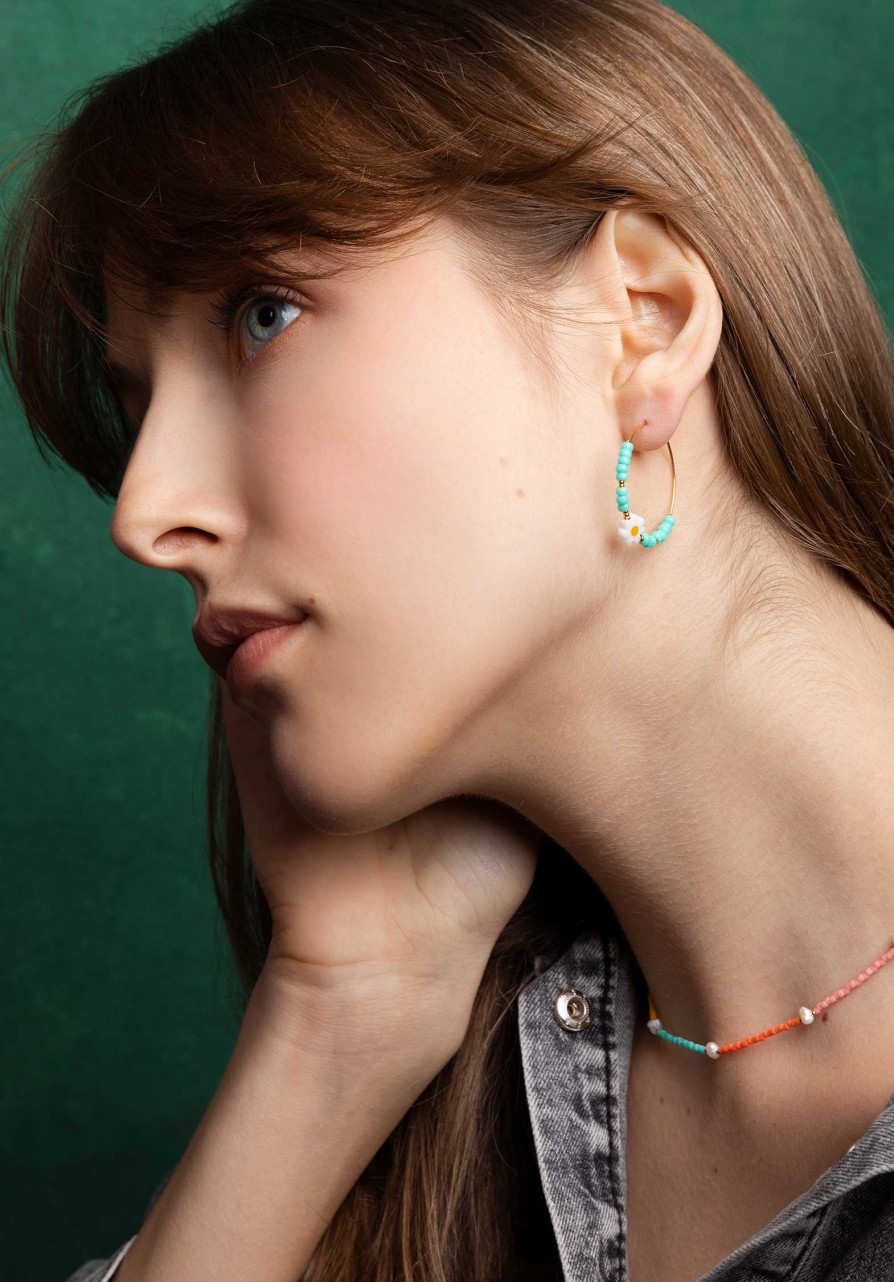 LES CLEIAS All Jewelry | Earring Nora Hoop A2207Er03-6 Turquois