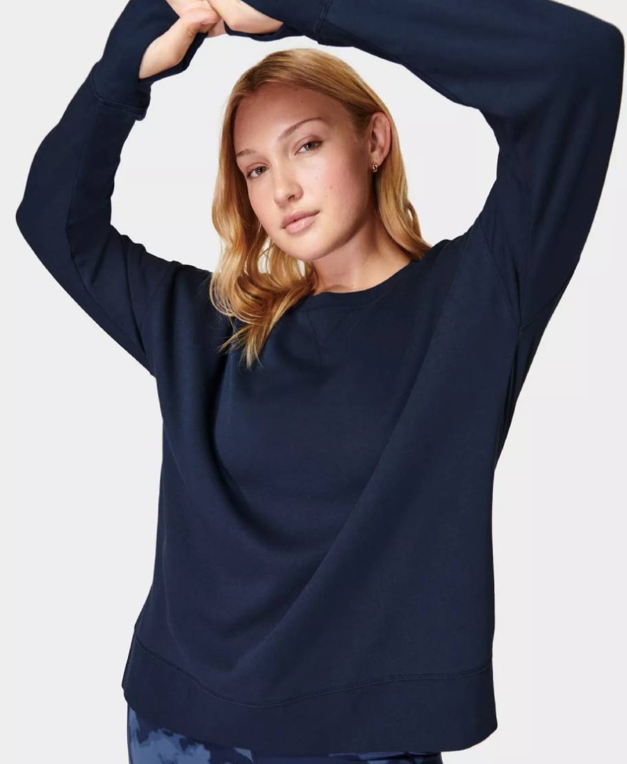 SWEATY BETTY Sweaters & Cardigans | After Class Longline Sweatshir Sb8985 Navy-Blue