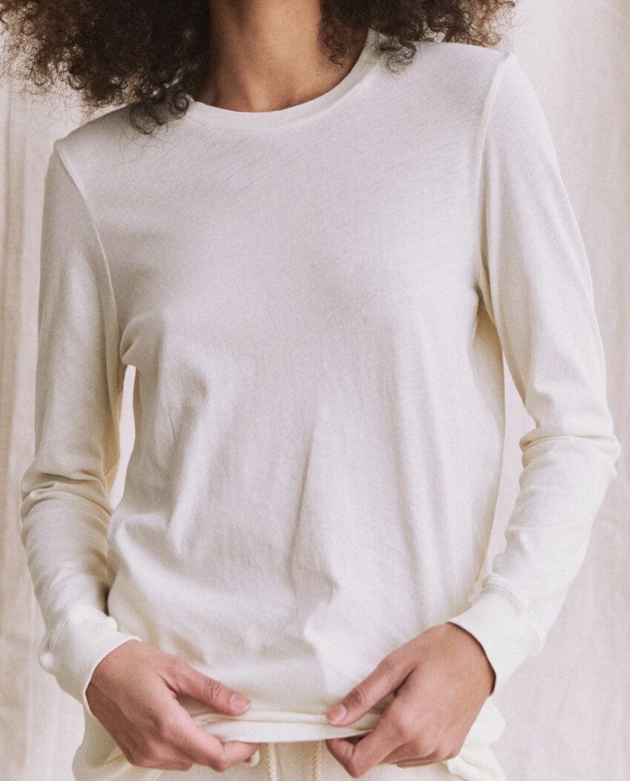 THE GREAT Tops & Shirts | Tshirt The Long Sleeve Washed-White