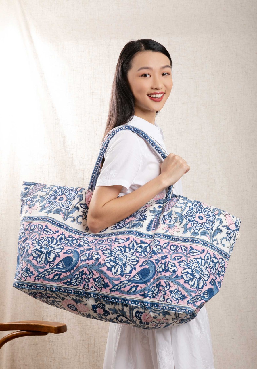 ALICIA BELL All Bags | Tote Bag Sp23A4 Carry All Bag Blue-Pink-Floral