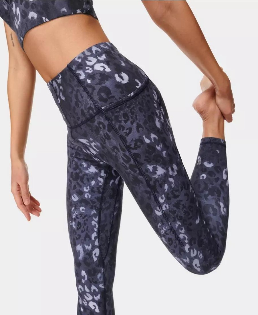 SWEATY BETTY Leggings | Super Soft 7/8 Yoga Leggings Sb6916A 78 Blue-Leopard-Shadow