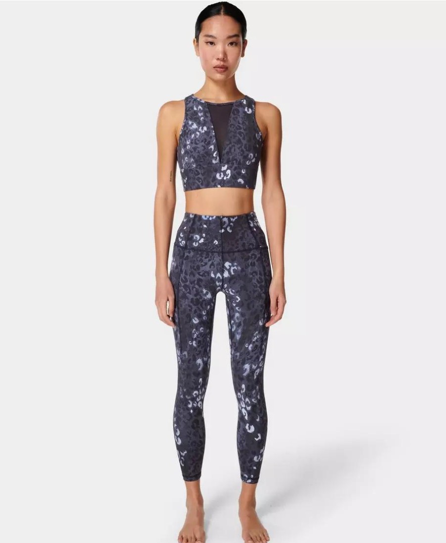 SWEATY BETTY Leggings | Super Soft 7/8 Yoga Leggings Sb6916A 78 Blue-Leopard-Shadow