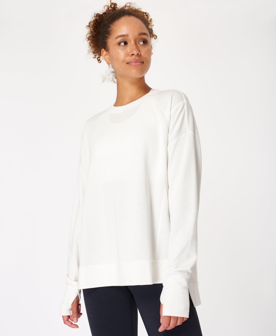 SWEATY BETTY Sweaters & Cardigans | After Class Crop Sweatshirt Sb5622C Lily-White