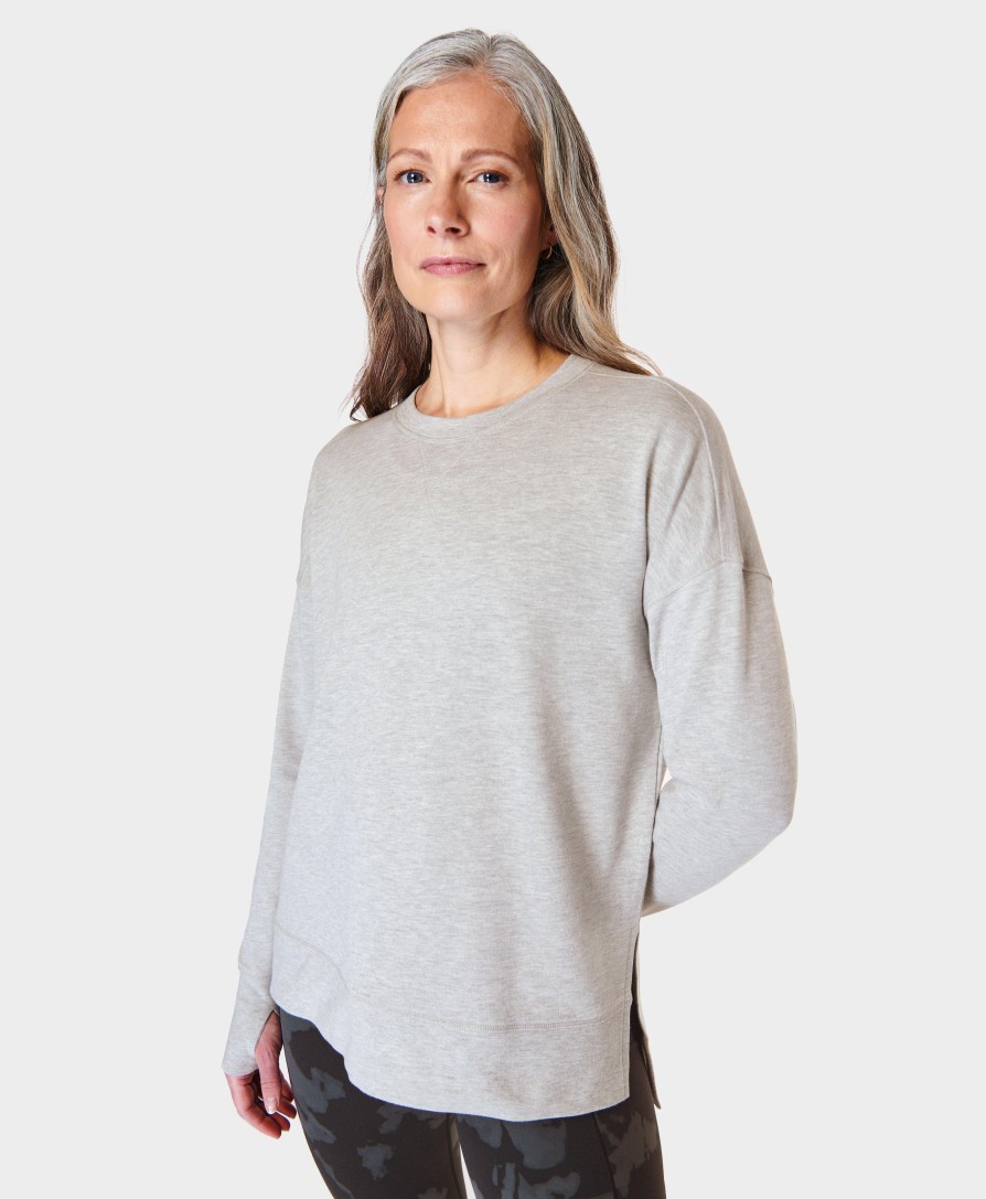 SWEATY BETTY Sweaters & Cardigans | After Class Longline Sweatshir Sb8985B Light-Grey-Marl