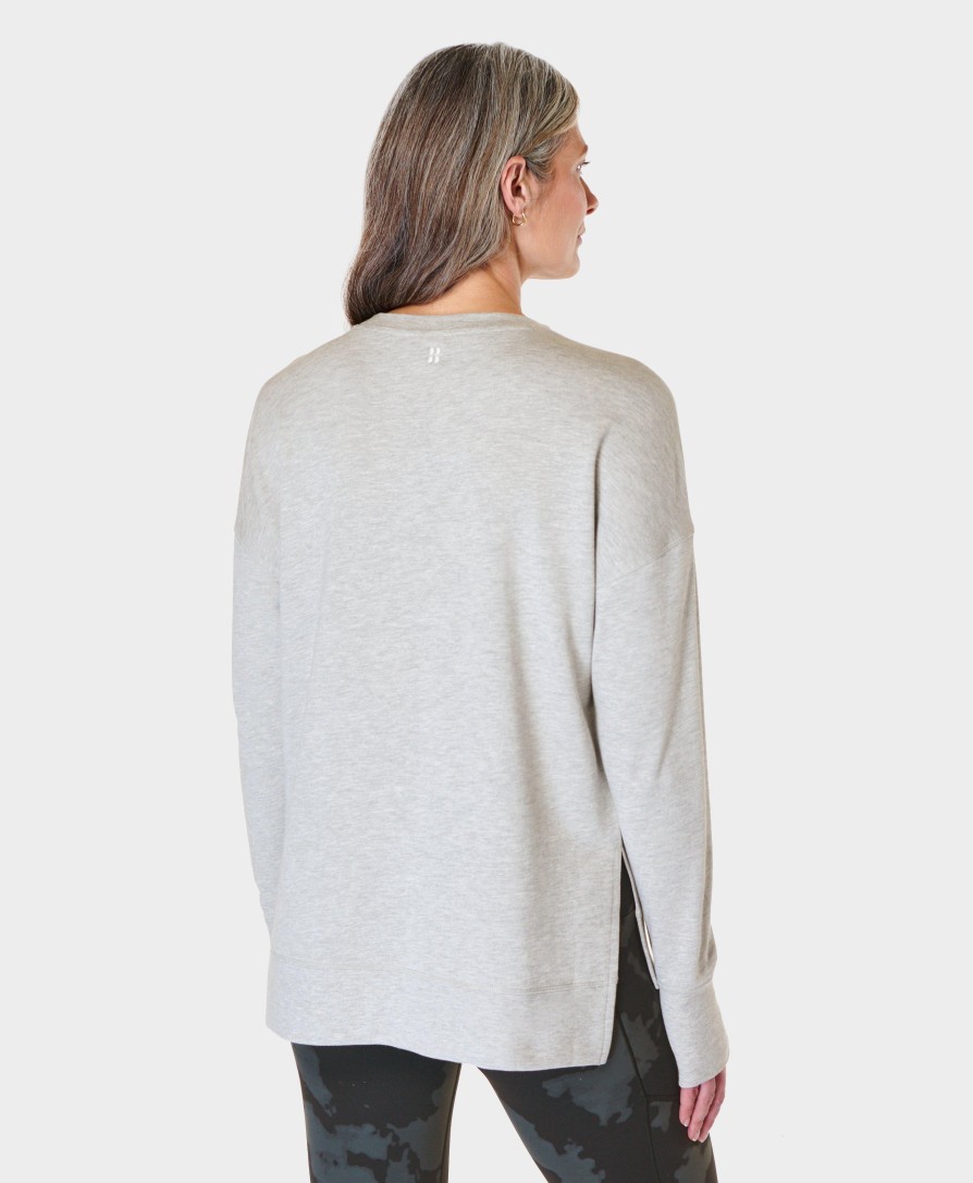 SWEATY BETTY Sweaters & Cardigans | After Class Longline Sweatshir Sb8985B Light-Grey-Marl