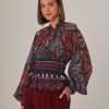 FARM RIO Tops & Shirts | Tropical Shine Dark Blouse 314667 Shine-Dark-Blue