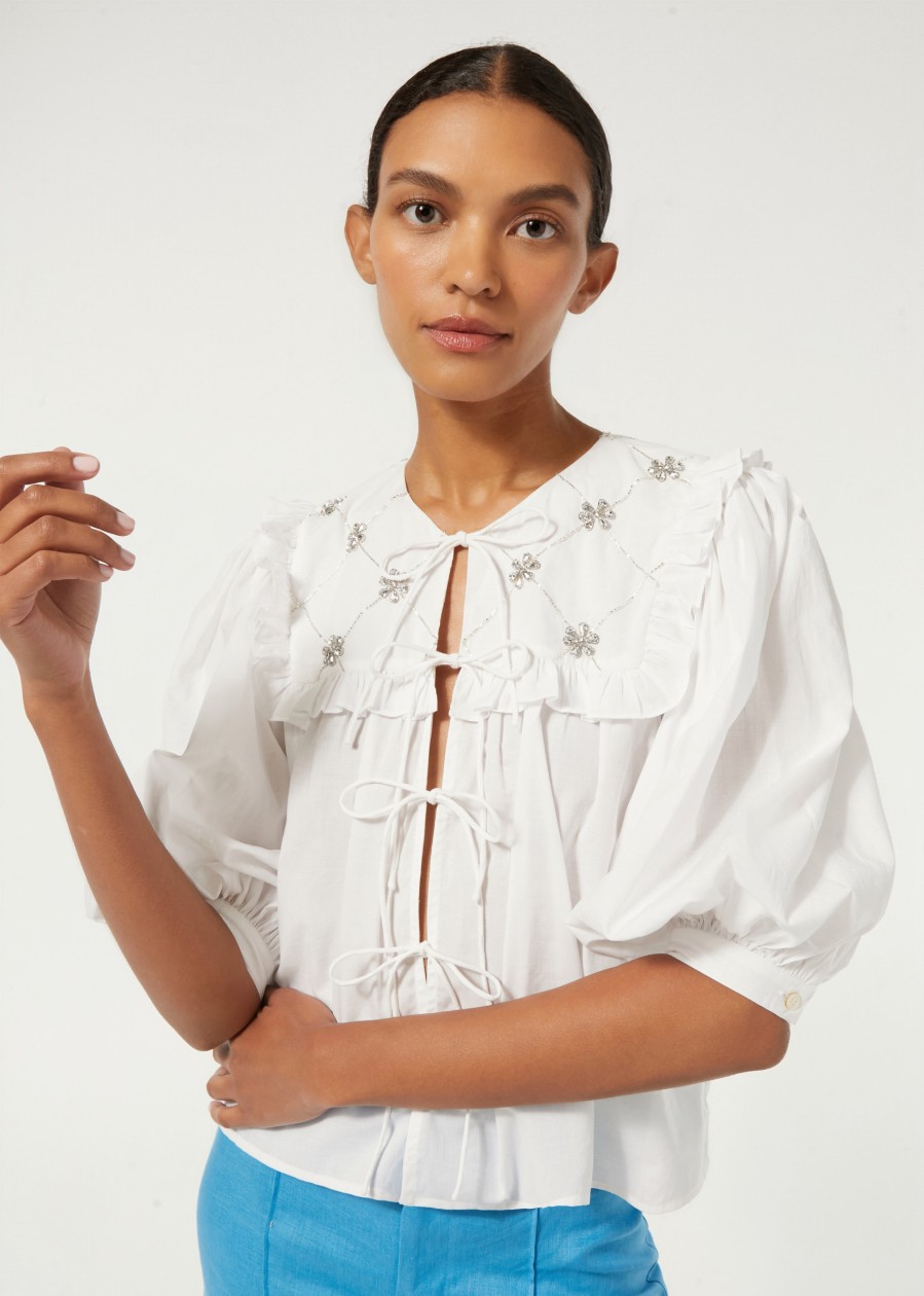 RHODE Tops & Shirts | Blouse Tp00315Cce Tilly Top White-Daisy-Crystal