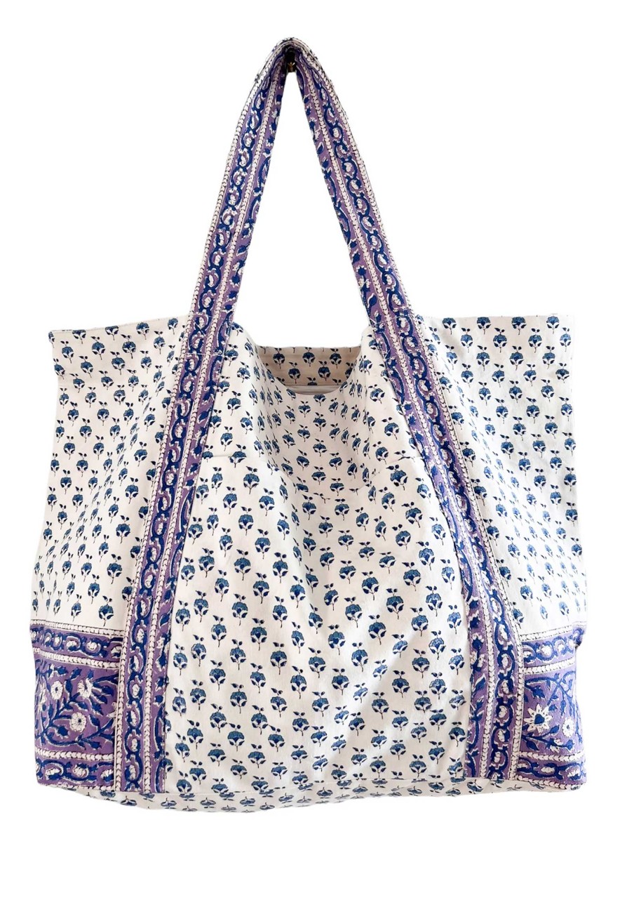 ALICIA BELL All Bags | Tote Bag Sp23A13 Large Beach Bag Blue-Purple-Motif