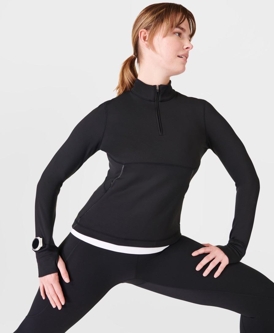 SWEATY BETTY Sweaters & Cardigans | Therma Boost Running Half Zip Sb9581 Black