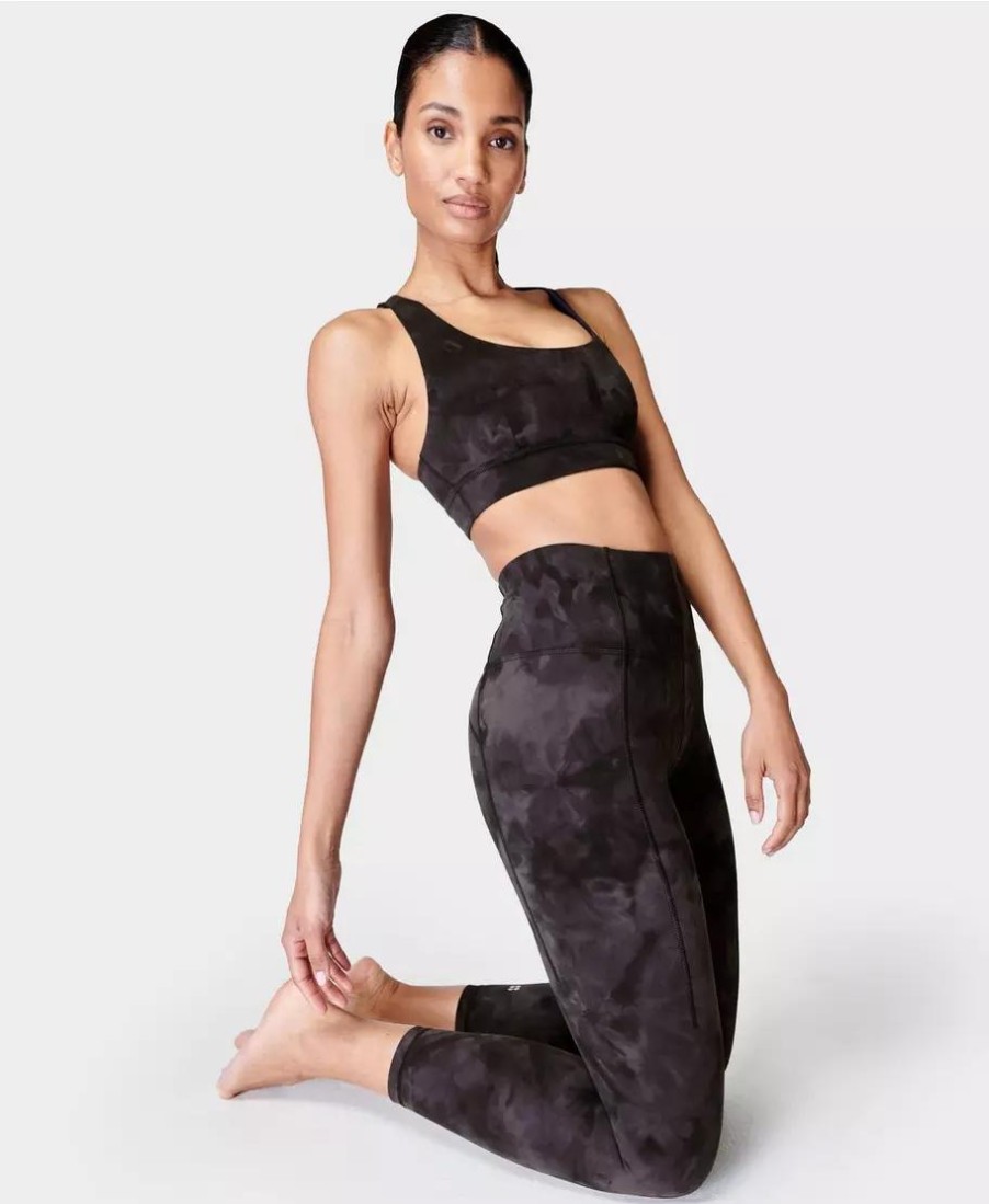 SWEATY BETTY Leggings | Super Soft 7/8 Yoga Leggings Sb6916A 7878 Black-Spray-Dye-Prin