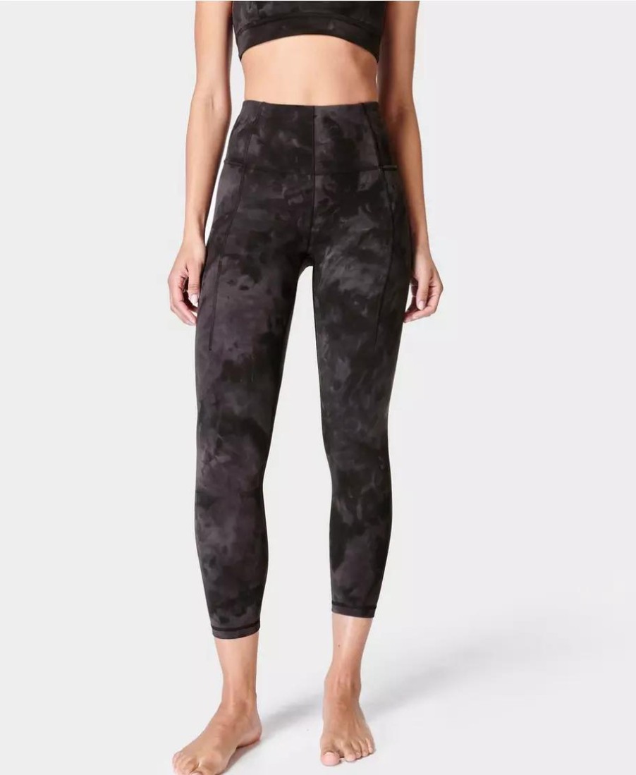 SWEATY BETTY Leggings | Super Soft 7/8 Yoga Leggings Sb6916A 7878 Black-Spray-Dye-Prin