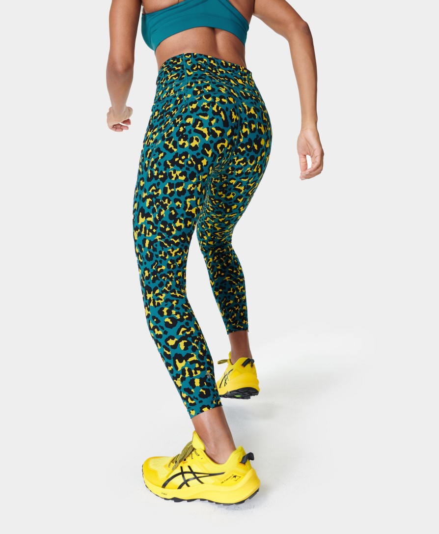 SWEATY BETTY Leggings | Power 7/8 Workout Leggings Sb5400A 78 Blue-Pixel-Leopard-P