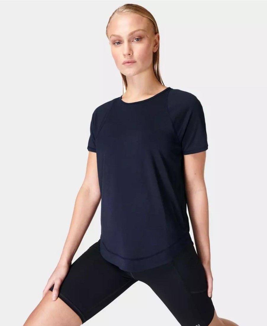 SWEATY BETTY Pants & Shorts | Breathe Easy Short Sleeve Top Sb8144 Navy-Blue