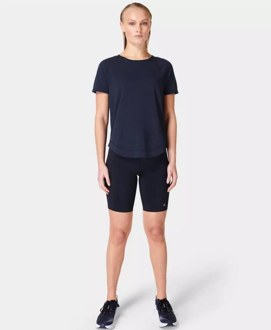 SWEATY BETTY Pants & Shorts | Breathe Easy Short Sleeve Top Sb8144 Navy-Blue