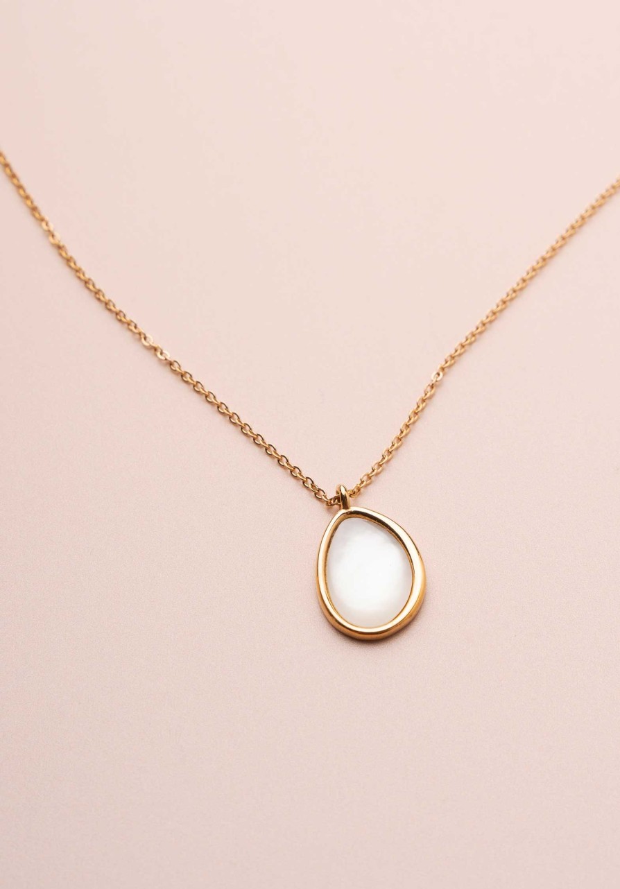 LES CLEIAS All Jewelry | Necklace Drop Collier Blanc-Nacre