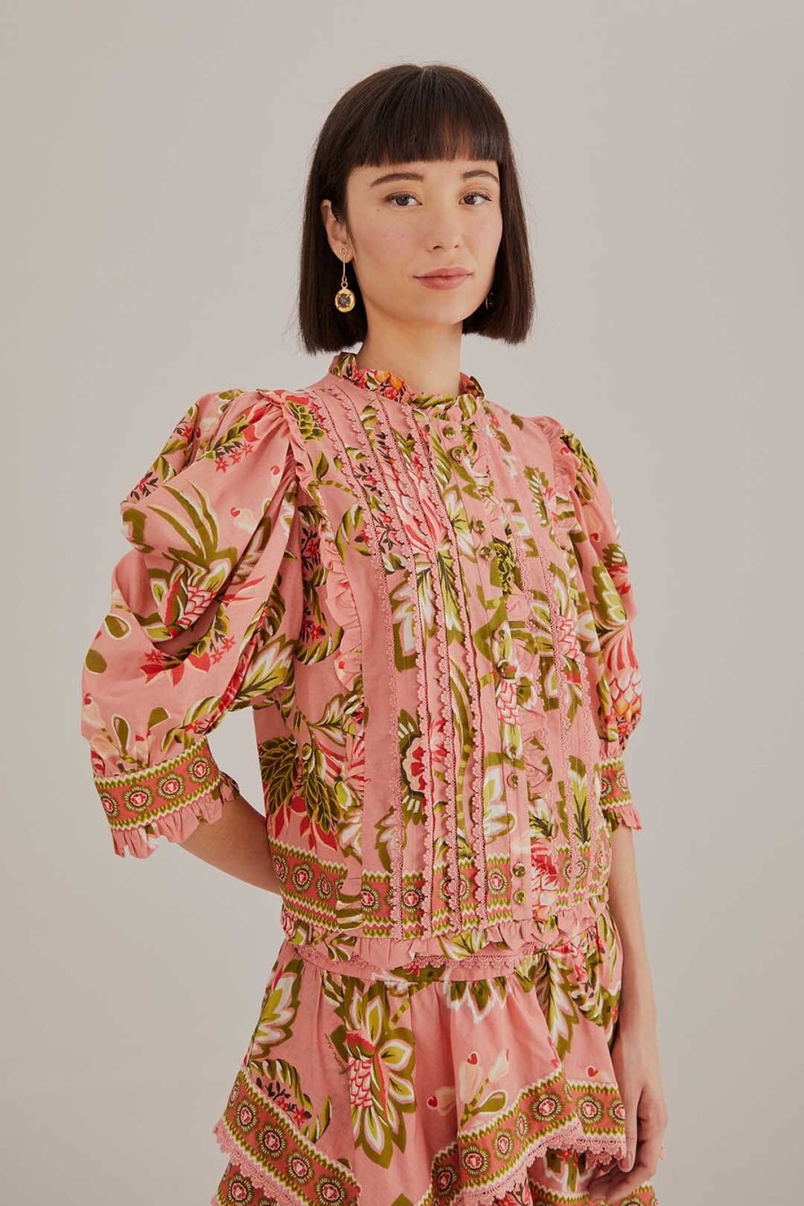 FARM RIO Tops & Shirts | Aura Blouse 314669 Floral-Soft-Pink