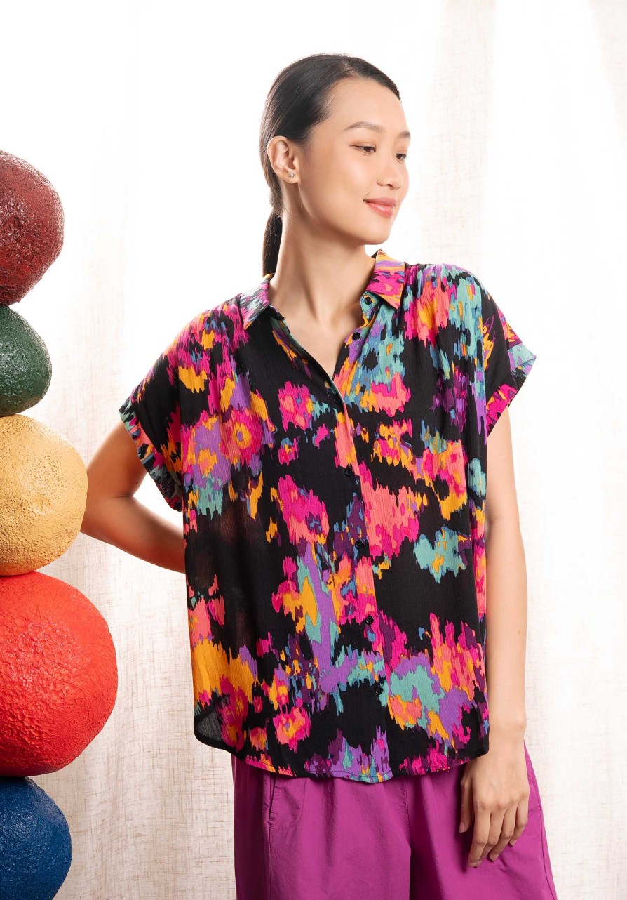 CLEMENCE Tops & Shirts | Shirt 65368 Black-Pink