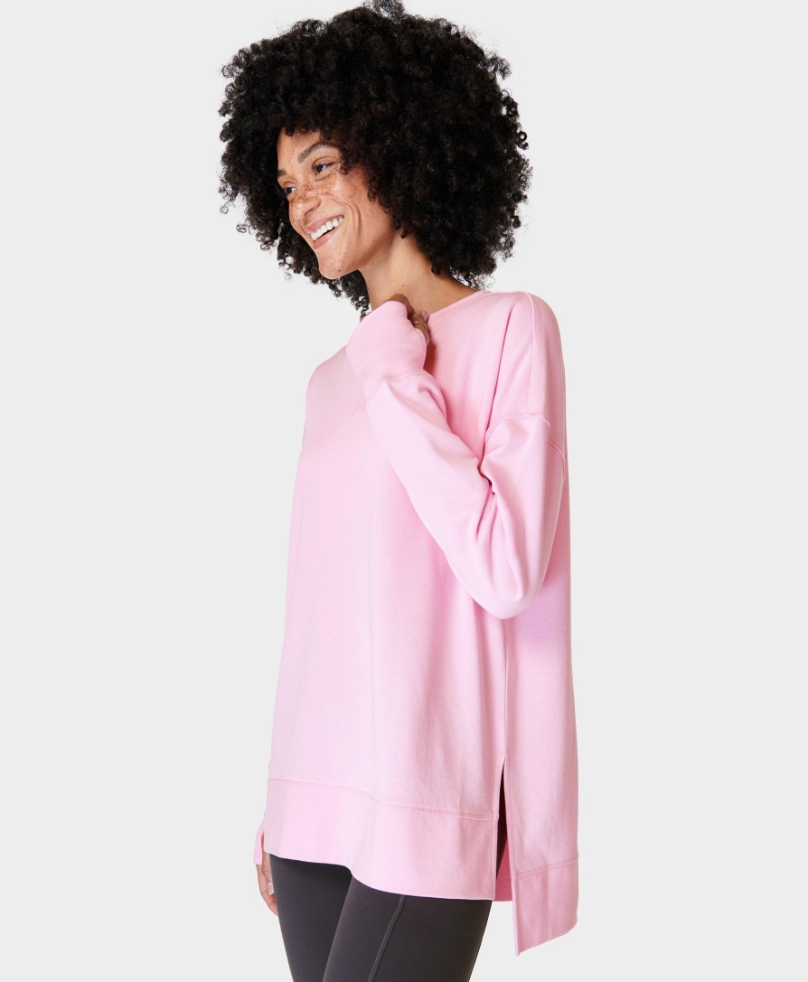 SWEATY BETTY Sweaters & Cardigans | After Class Longline Sweatshir Sb8985 Chalk-Pink