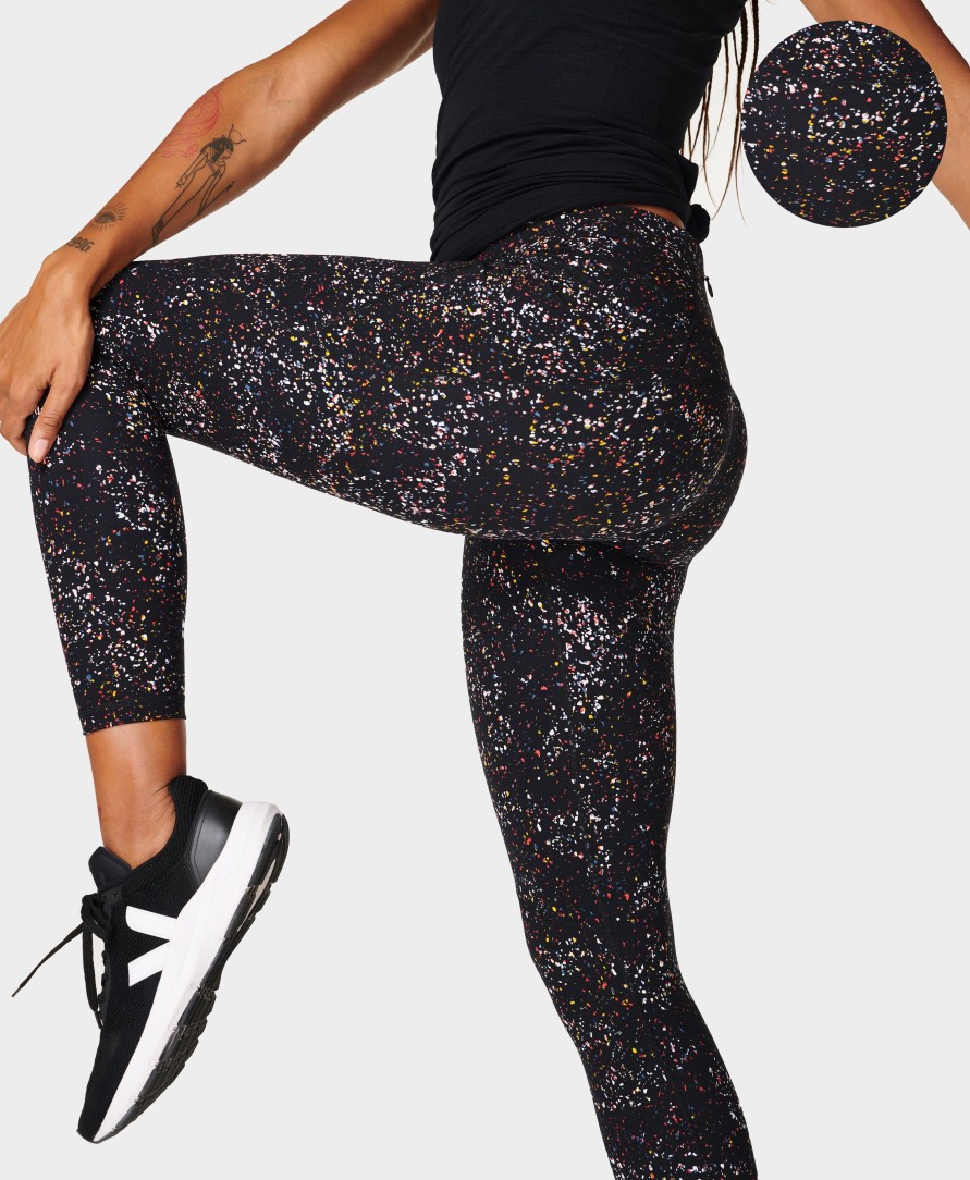 SWEATY BETTY Leggings | Power 7/8 Workout Leggings Sb5400A 78 Black-Confetti-Print