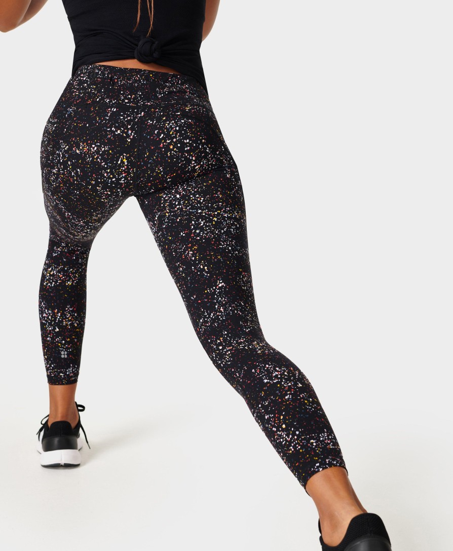 SWEATY BETTY Leggings | Power 7/8 Workout Leggings Sb5400A 78 Black-Confetti-Print