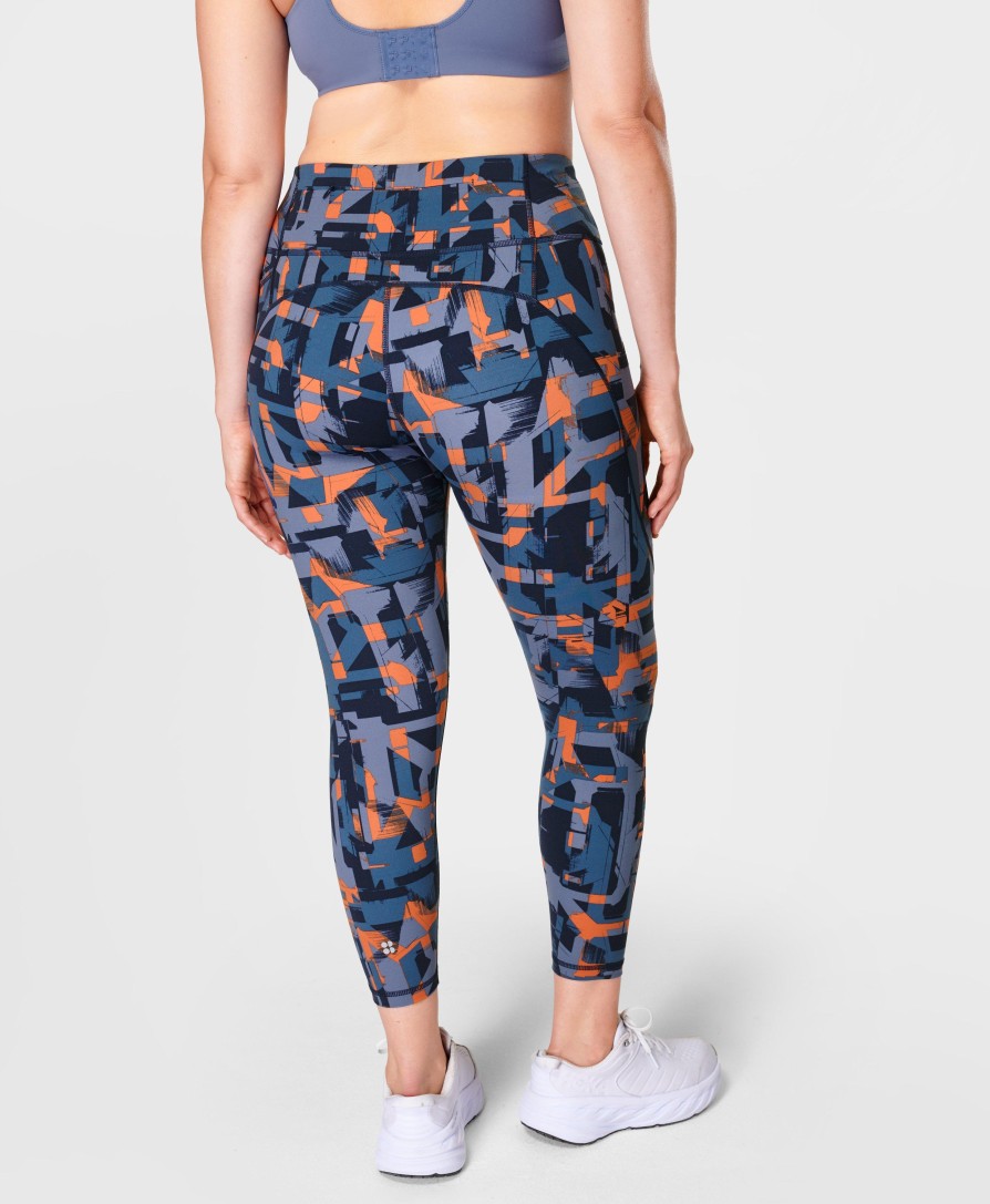 SWEATY BETTY Leggings | Power 7/8 Workout Leggings Sb5400A 78 Blue-Speed-Geo-Print