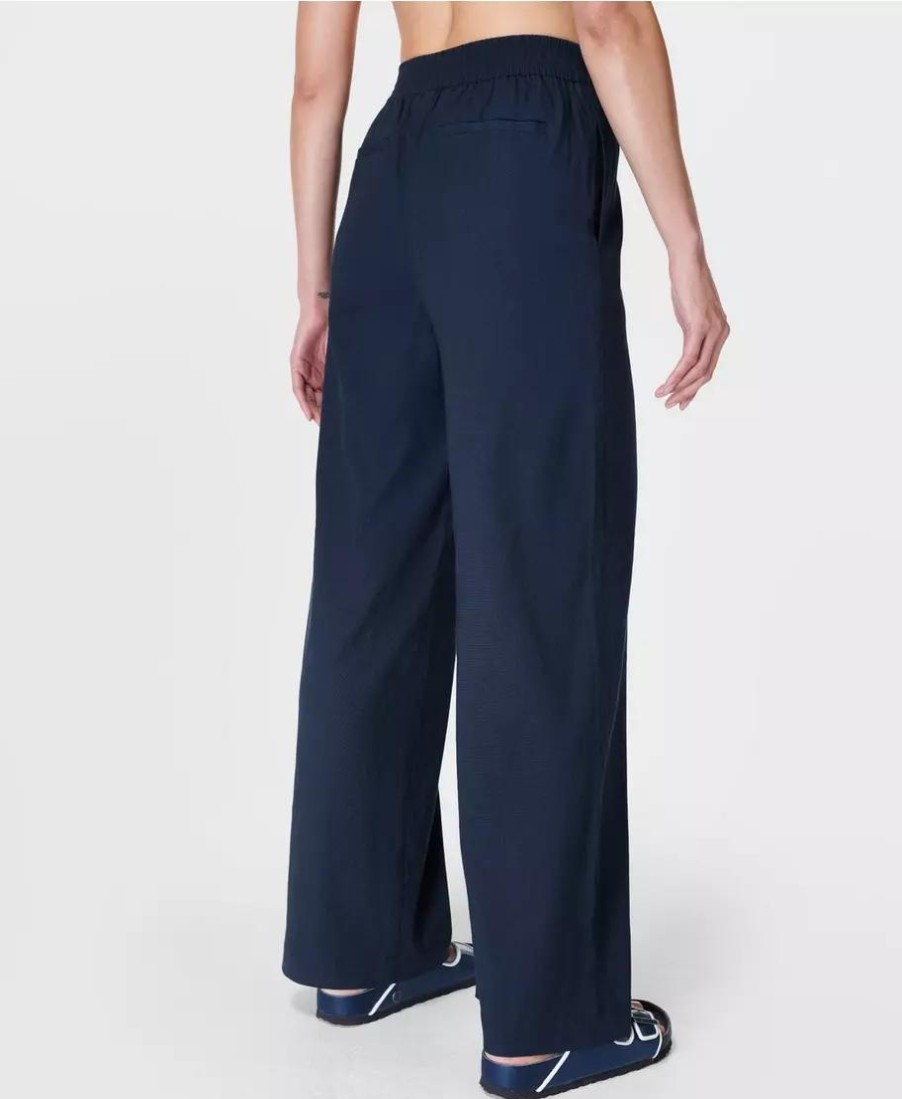 SWEATY BETTY Pants & Shorts | Summer Stretch Linen Wide Leg Sb9136 Navy-Blue