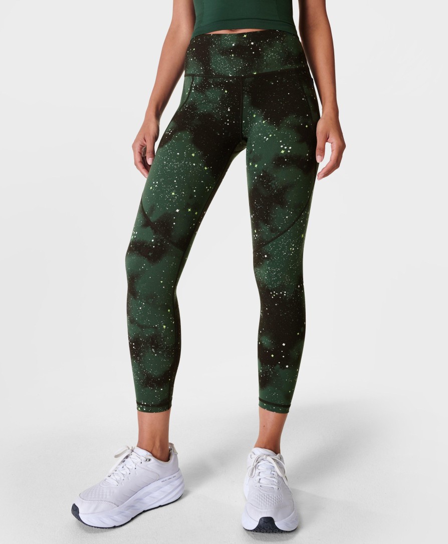 SWEATY BETTY Leggings | Power 7/8 Workout Leggings Sb5400A 78 Green-Ditsy-Star-Pri