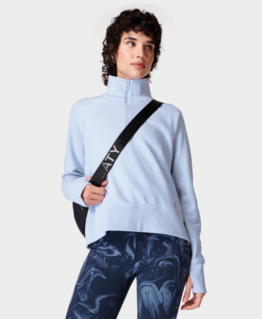 SWEATY BETTY Sweaters & Cardigans | Revive Rib Half Zip Sb8937 Salt-Blue