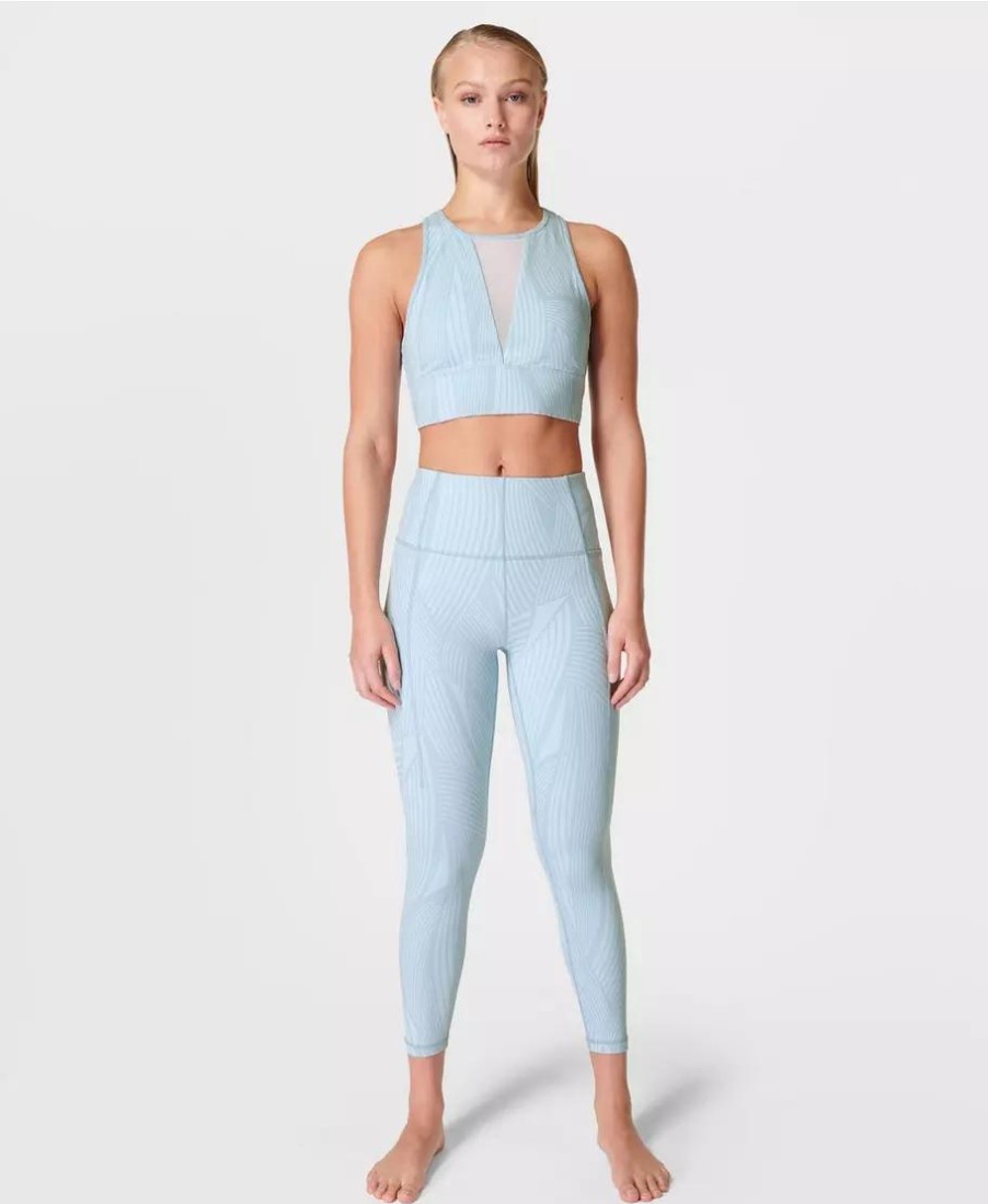 SWEATY BETTY Leggings | Super Soft 7/8 Yoga Leggings Sb6916A 78 Sky-Blue-Wave-Print