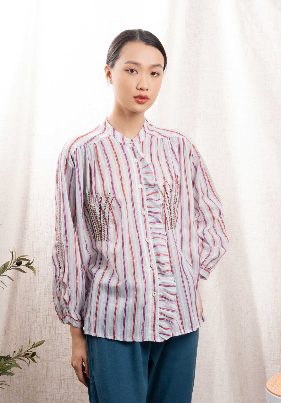 RUE MADAME Tops & Shirts | Blouse 19789 Brode Light-Blue