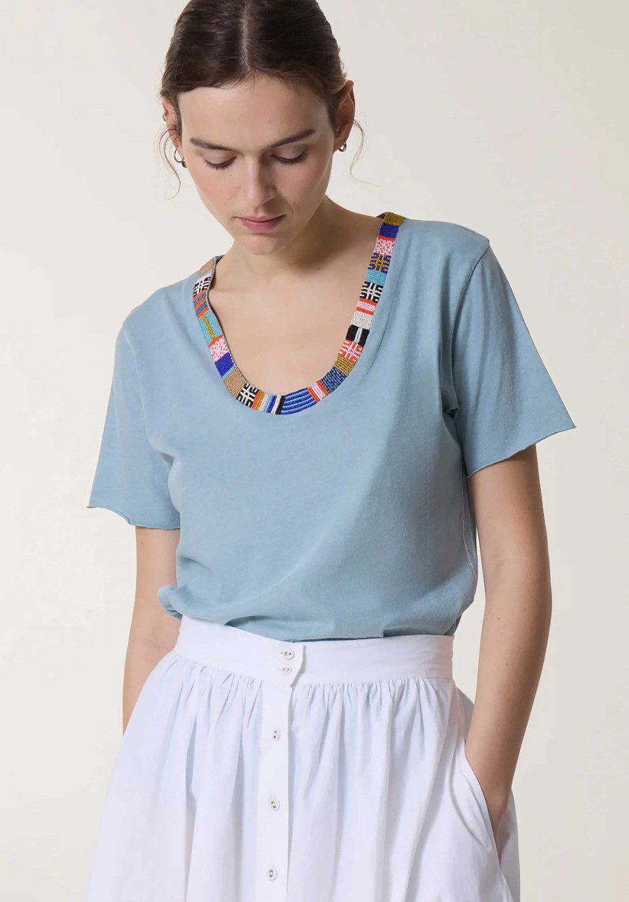 LEON & HARPER Tops & Shirts | Tshirt Tizia Jc0 Tizia Jc05 Beads Sky