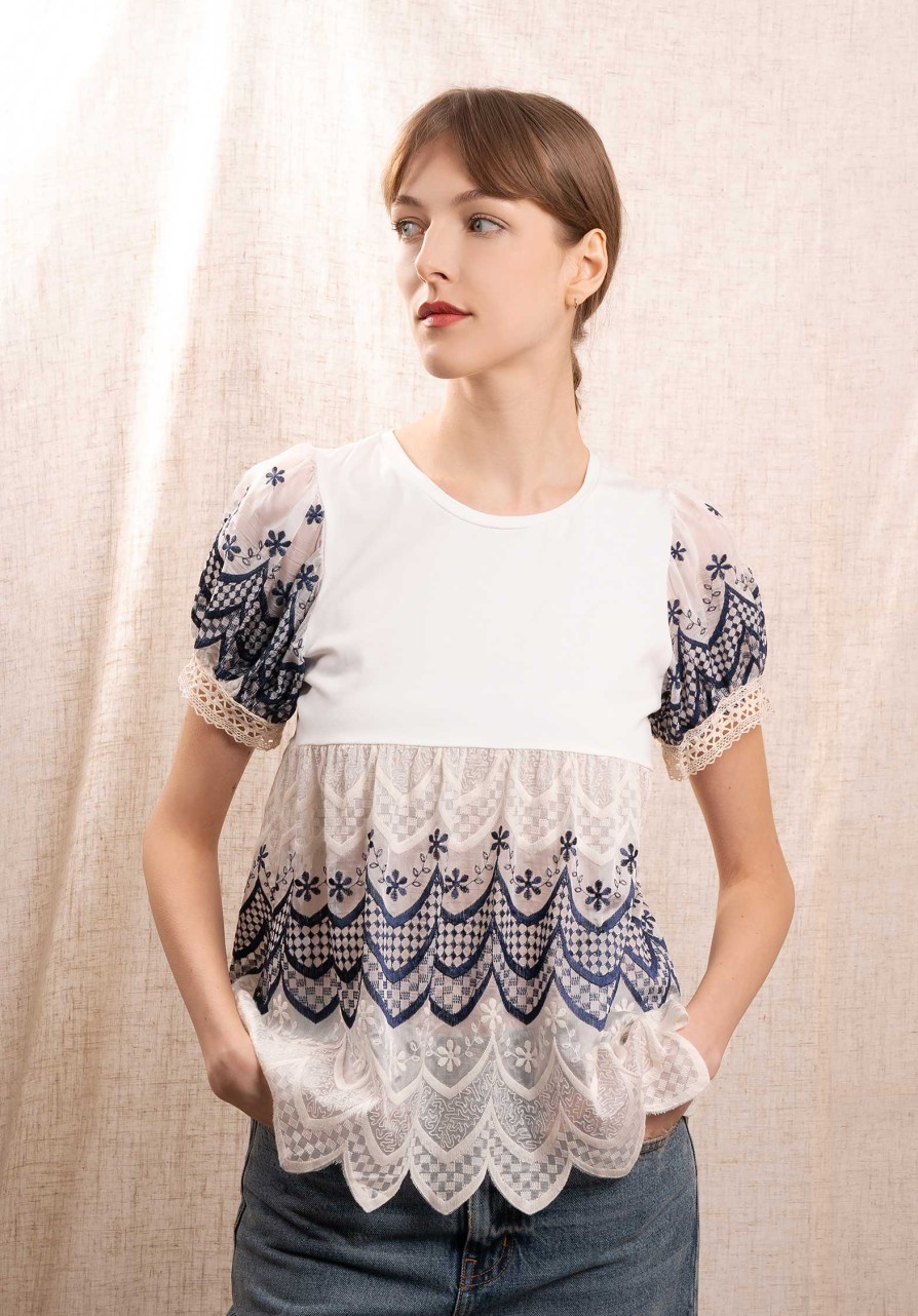 CLEMENCE Tops & Shirts | Blouse 1137 White-Blue