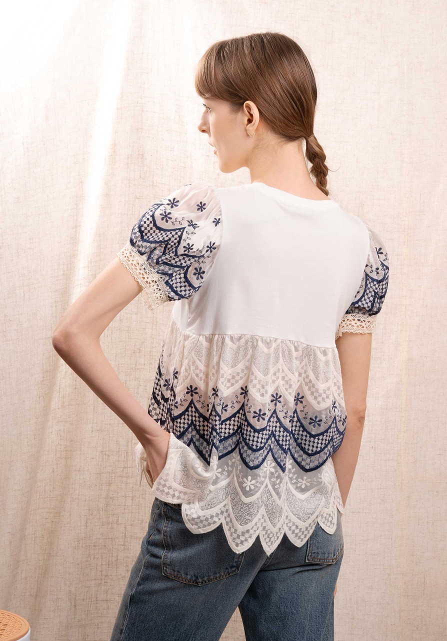 CLEMENCE Tops & Shirts | Blouse 1137 White-Blue