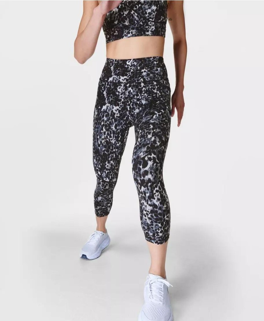 SWEATY BETTY Leggings | Power Cropped Workout Leggings Sb4564Ap Grey-Dapple-Print