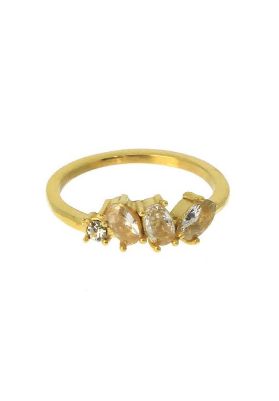 LES CLEIAS All Jewelry | Ring Crystals 21Acrg30-2 Gold