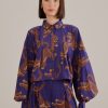 FARM RIO Tops & Shirts | Lo Blouse 314699 Leopards-Navy-Blue