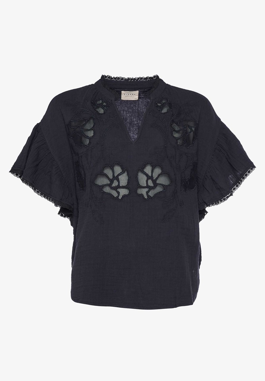 SISSEL EDELBO Tops & Shirts | Blouse Se453 Charm Cotton Washed-Black