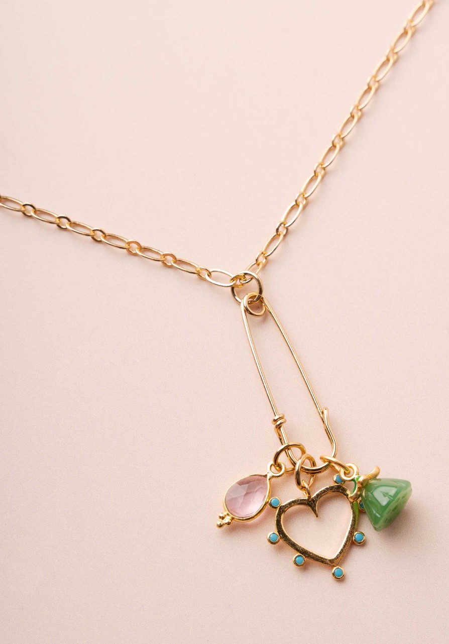 DELPHES All Jewelry | Necklace Pe9 Patty Jade-Heart-Pink