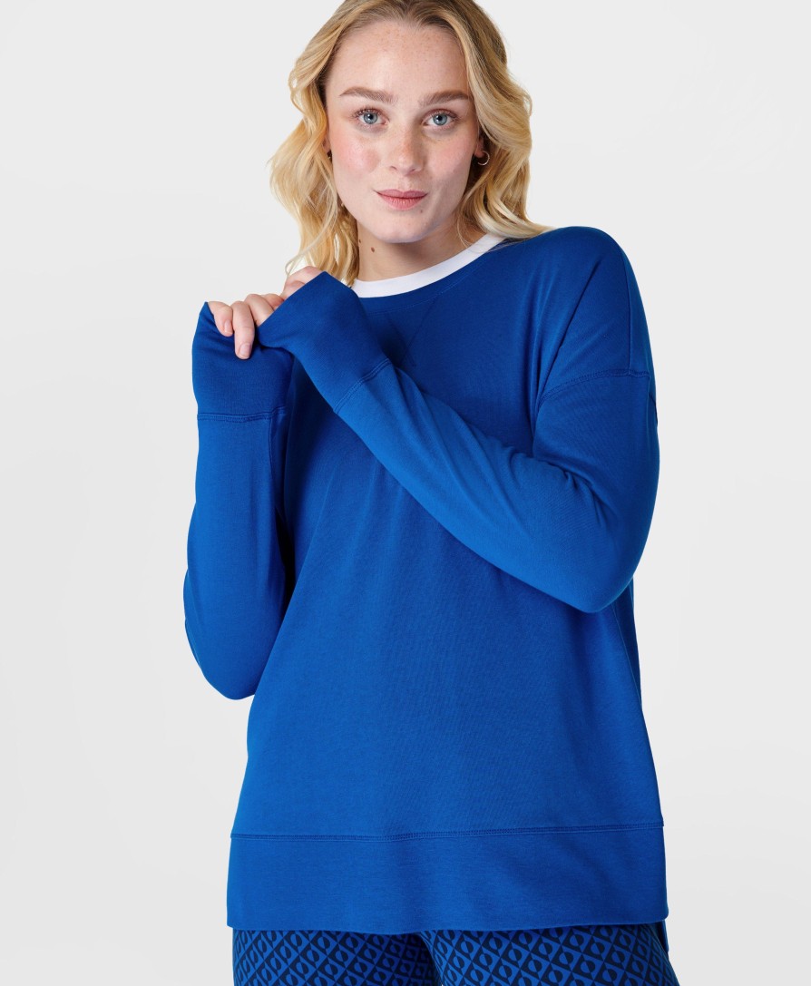 SWEATY BETTY Sweaters & Cardigans | After Class Longline Sweatshir Sb8985 Lightning-Blue