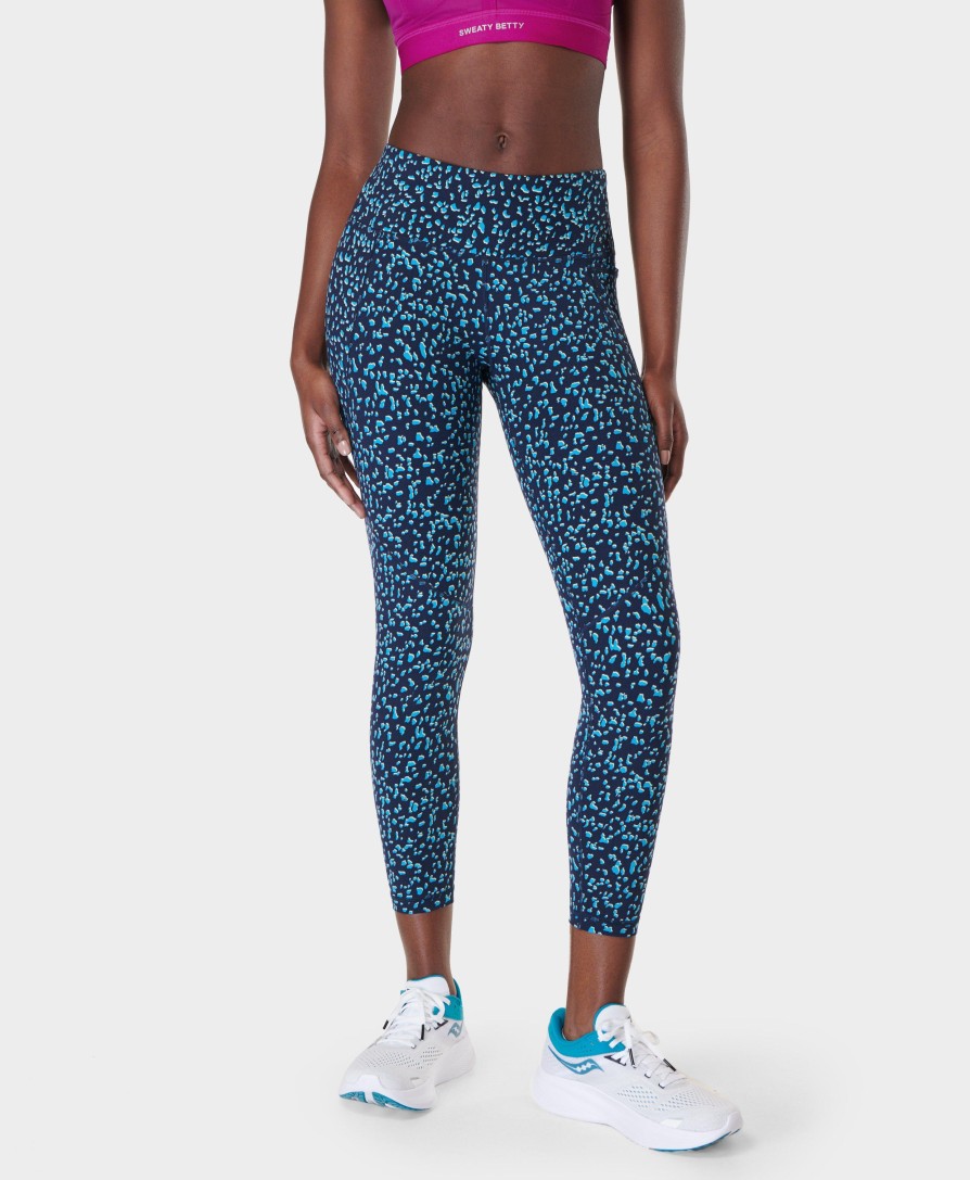 SWEATY BETTY Leggings | Power 7/8 Workout Leggings Sb5400A 78 Blue-Abstract-Markin