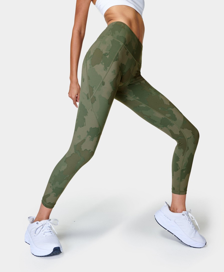 SWEATY BETTY Leggings | Power 7/8 Workout Leggings Sb5400A 78 Green-Painted-Camo-P