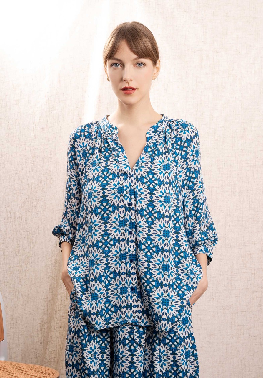 RUE MADAME Tops & Shirts | Blouse Florelle Blue-Flower