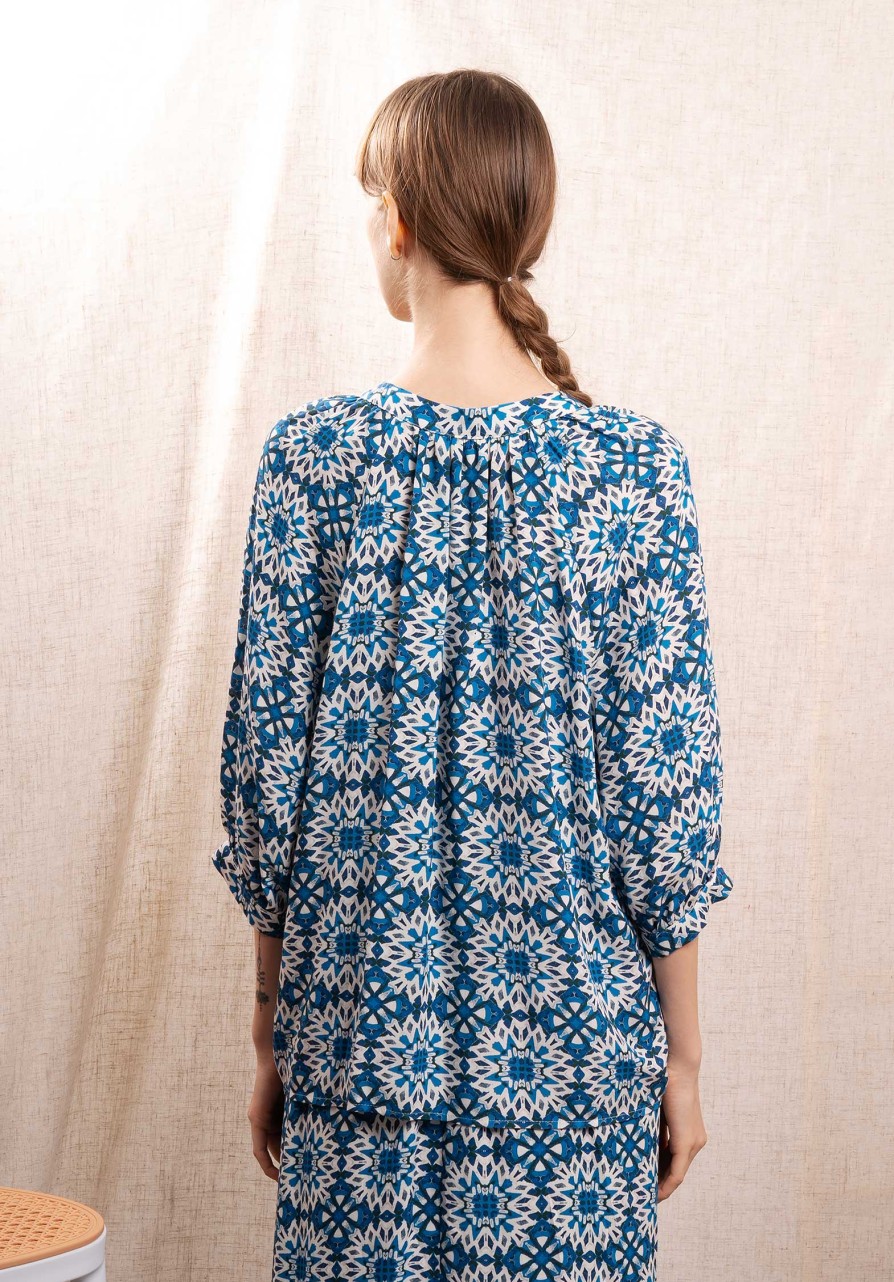 RUE MADAME Tops & Shirts | Blouse Florelle Blue-Flower