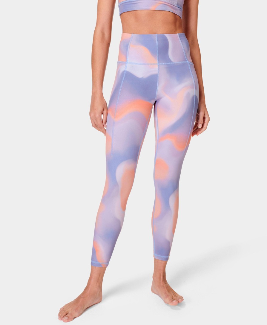 SWEATY BETTY Leggings | Soft Sculpt 7/8 Yoga Leggings Sb6916A 78 Orange-Cloud-Print